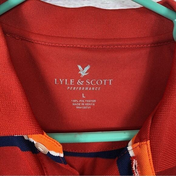 Lyle & Scott performance orange casual striped size large polo shirt - Picture 3 of 4